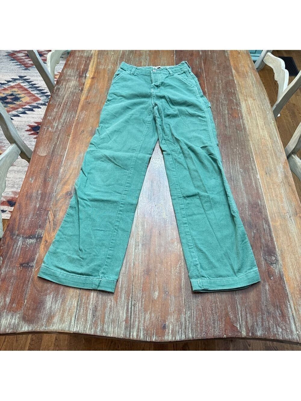 SONG Green Wide Leg Carpenter Pants Size 0